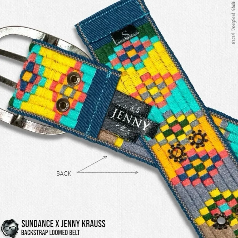 SUNDANCE X JENNY KRAUSS HAND WOVEN LOOMED COTTON BELT VINTAGE 2015 NEON PALLET